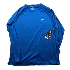 Speedo Swim Shirt Mens XL Blue Polyester UPF 50+ Turkish Sea Rash Guard NEW